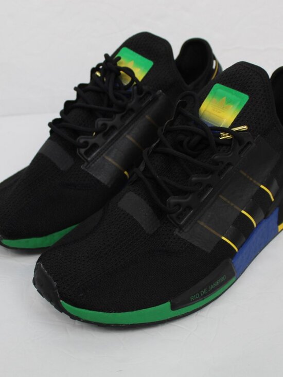 Adidas NMD R1 V2 Rio De Janeiro Black Textile Mens Lace Up Trainers FY1255 Sz 14 main image 10